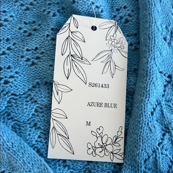 NWT Willow & Wind crochet knit Cardigan women’s Medium Light Blue cottagecore - Picture 6 of 6